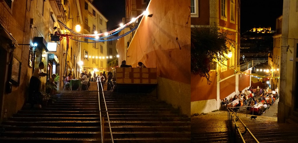 moments of travel at night in Lisbon, Portugal