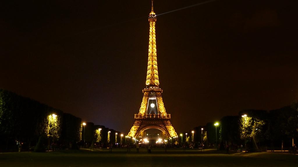 moments of travel at the Eiffel Tower at night in Paris