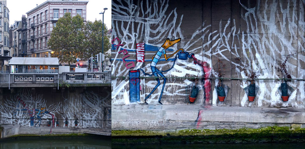 Grafitti an Brücke in Brüssel, 48 Stunden Brüssel