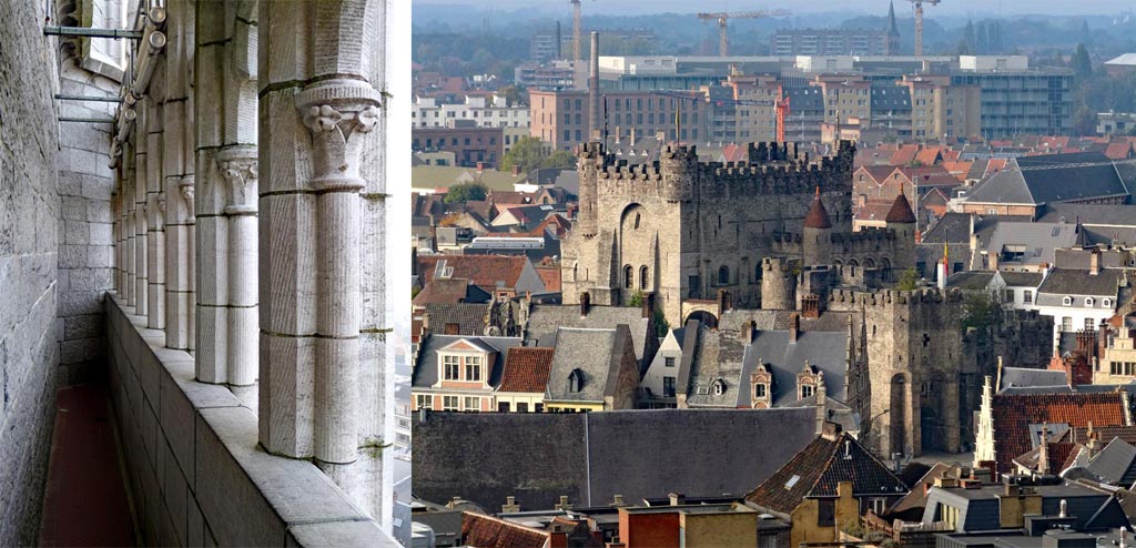 Ausblick vom Gent Belfried auf Gravensteen Grafenburg, Gent Sehenswürdigkeiten, Moments of Travel