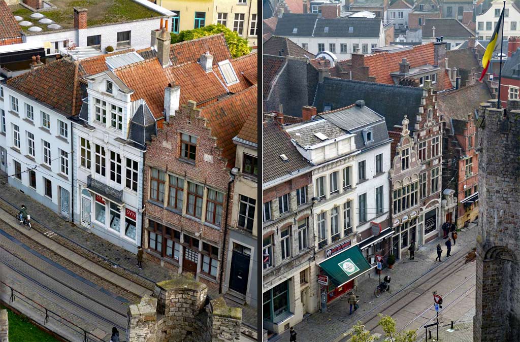 Historische Häuser in der Innenstadt Gent, Gent Sehenswürdigkeiten, Moments of Travel