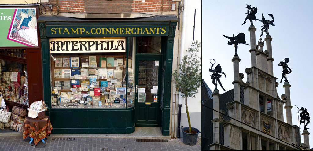 Souvenir-Shop und Giebelfiguren in Gent, Gent Sehenswürdigkeiten, Moments of Travel