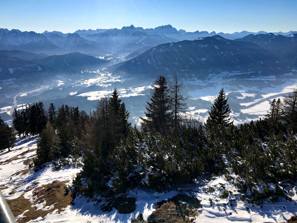 baeume und aussicht auf italien vom dobratsch