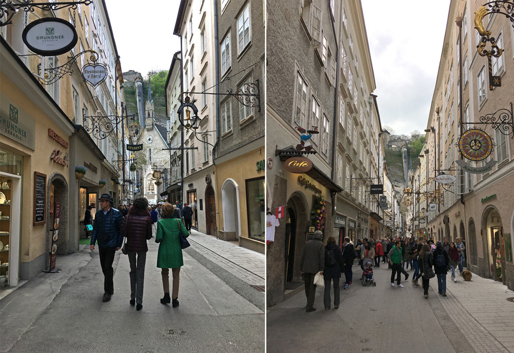 Menschen enge Gasse Salzburg