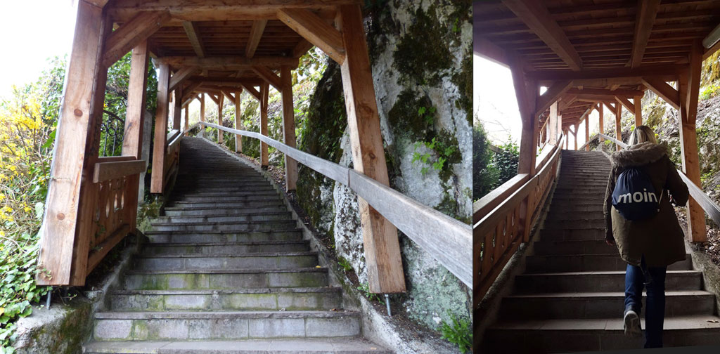 holztreppe maedchen hallstatt