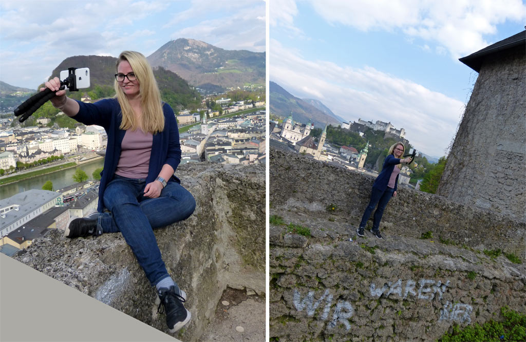 Frau macht Selfies in Salzburg