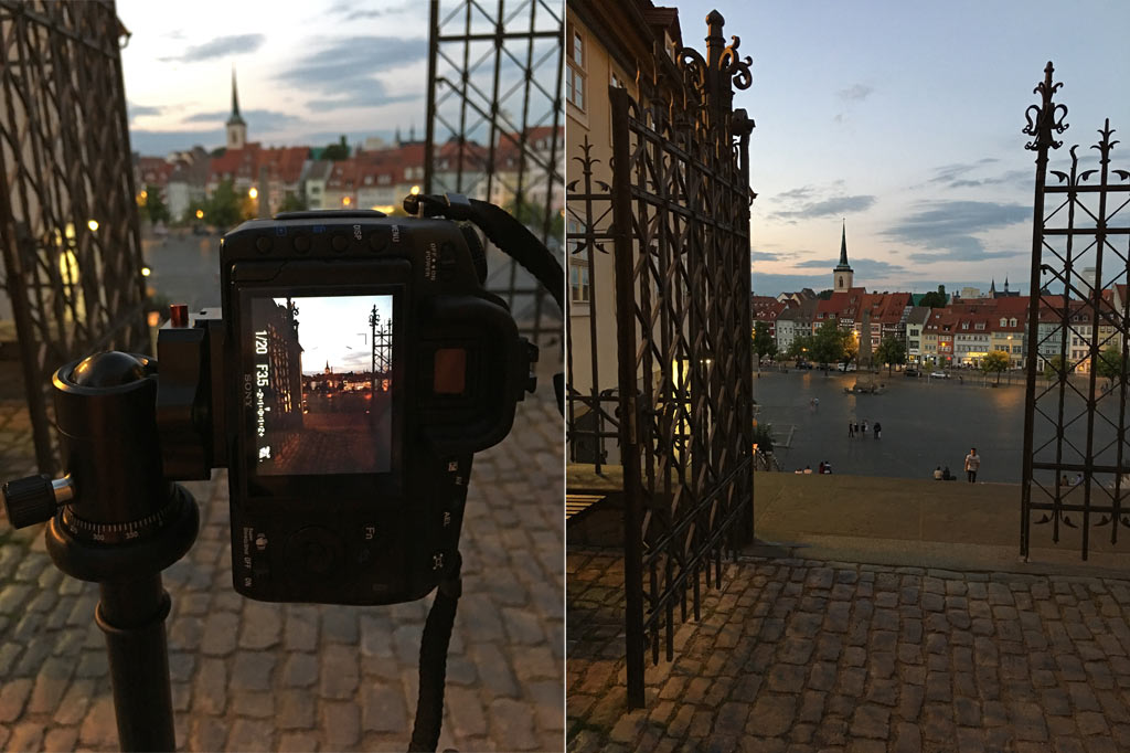 Domplatz Nacht Kamera Gitter