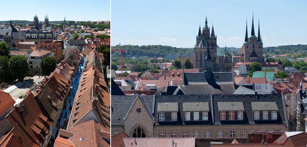 Erfurt von oben Krämerbrücke Dom