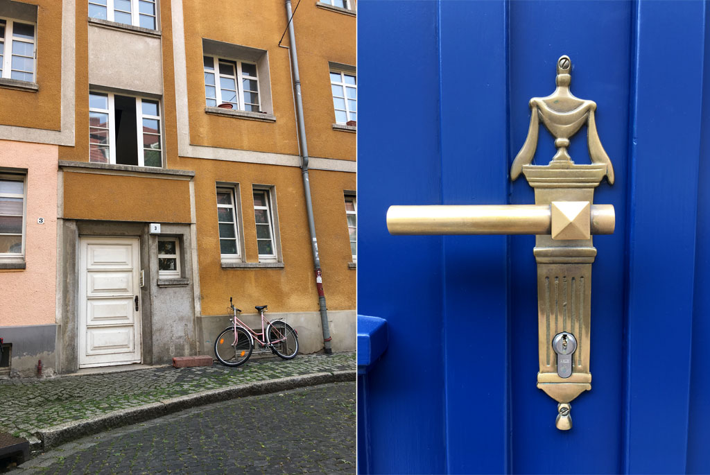 gelbes Haus blaue Tür Erfurt