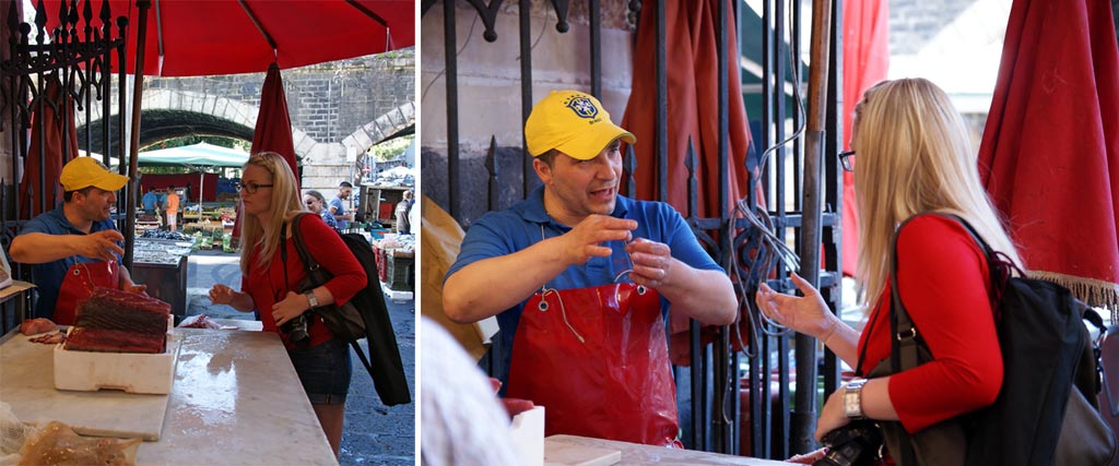 Frau Fischhändler Catania Pescheria 