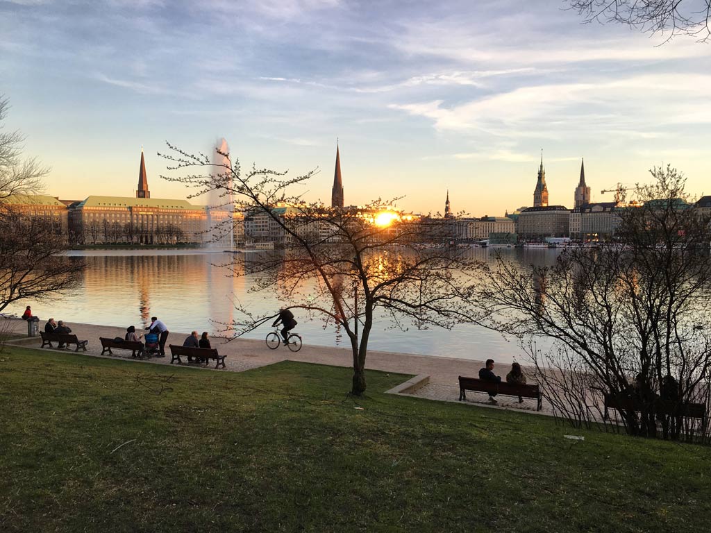 Sonnenuntergang Alster Hamburg